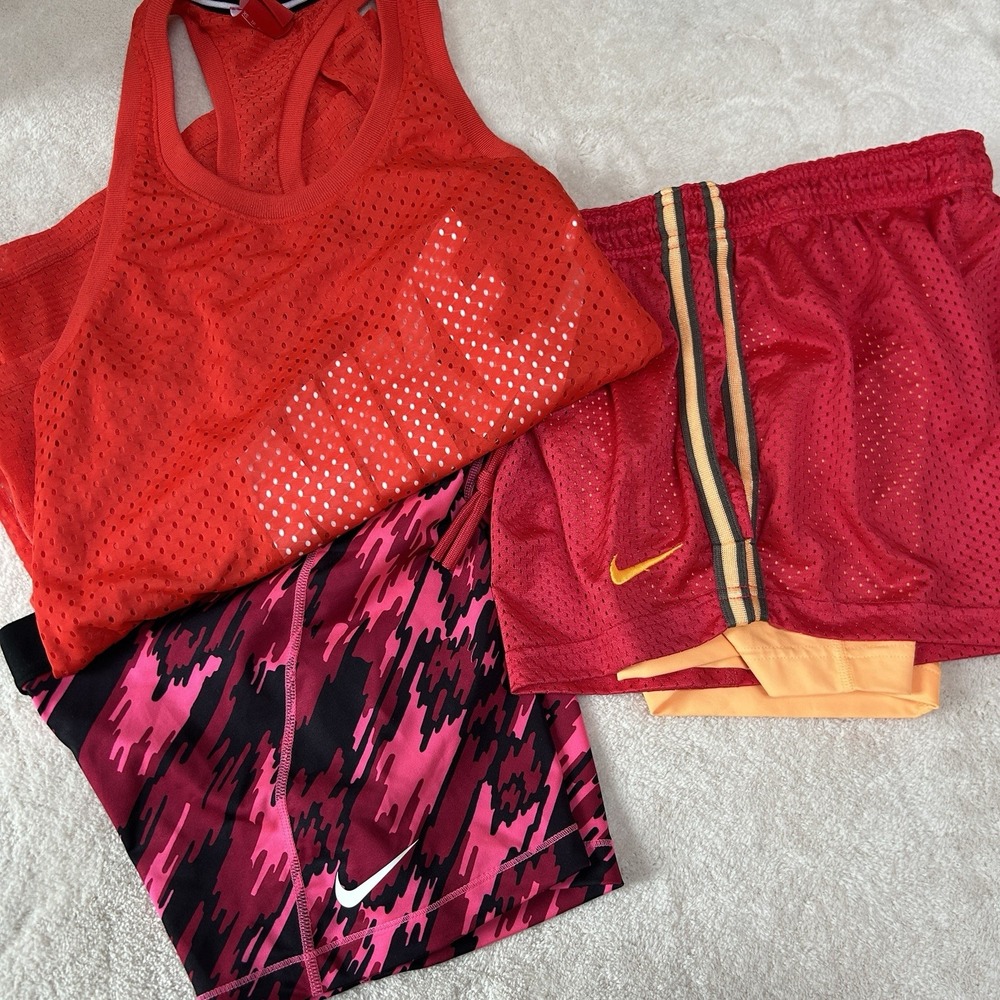 Nike Pro Lot of 3 Womens Athletic Running‎ Shorts Top Outfits Size XS/S Mesh
